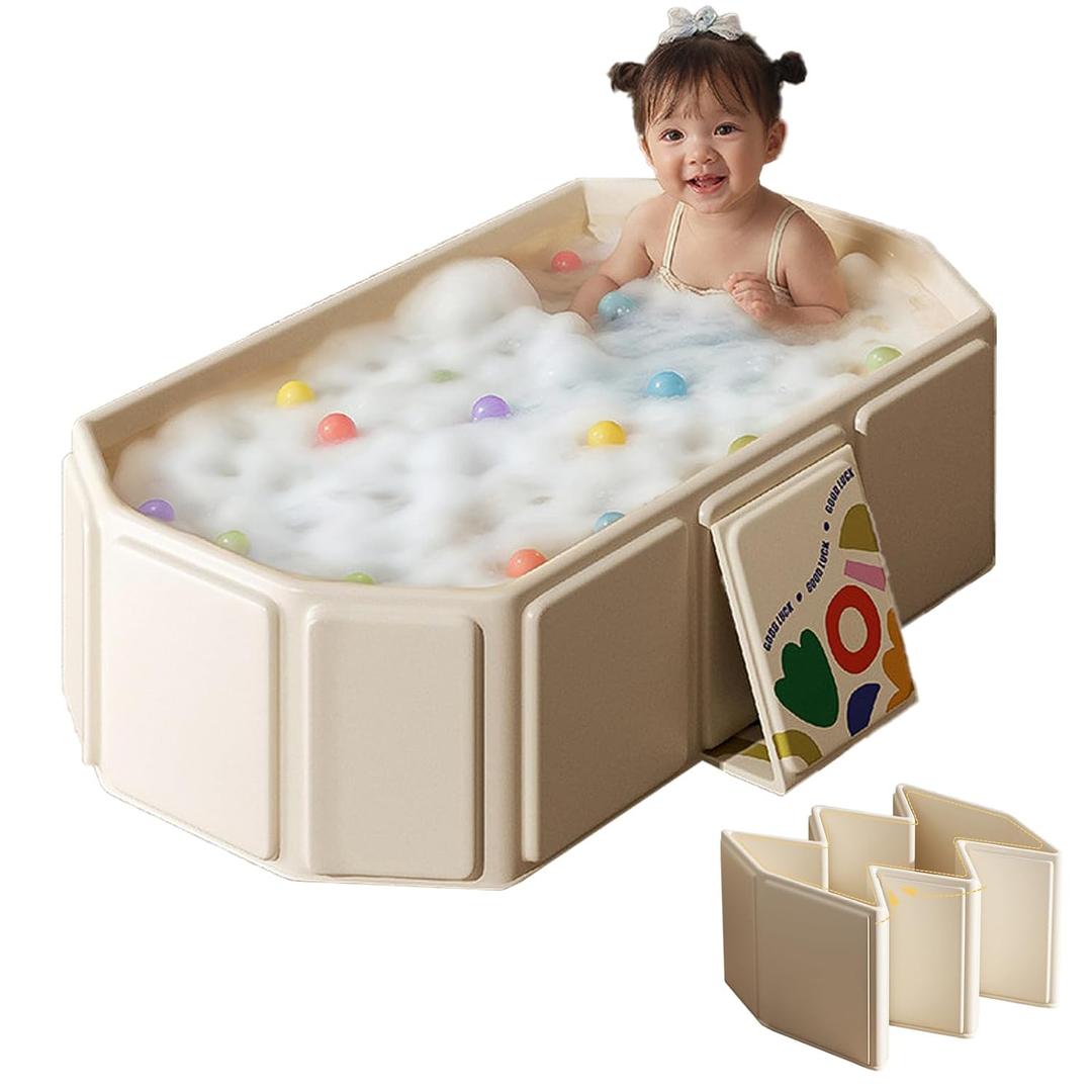 Toddler Bath Tub for Shower, Portable Baby Bathtub, Foldable Kids Bathtub Portable, Travel & Shower Ready, Easy to Clean, Sturdy & Thick, Fits Ages 1-3
