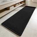 MIULEE Waffle Bathroom Runner Rugs, Super Absorbent Non Slip Bath Rug, Upgraded Soft Quick Dry Washable Boho Large Bath Mat with Tassels for Hallway Laundry Room Bedroom, 2'x5' (24"x60"), Black