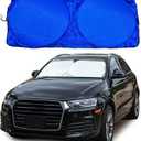 Windshield Sun Shade Custom Fit for 2019-2024 2025 Porsche Cayenne Accessories Foldable Sunshade Sun Blocker Protect Car from Sun Rays & Heat Damage Keep Car Cooler, Blue Silver