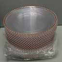 24 Pack Clear Acrylic Round Charger Plates With Rose Gold Beaded Rim, 13 Inch Plate Chargers for Dinner, Plastic Decorative Plates, Table Chargers for Wedding, Party, Event (Rose Gold)