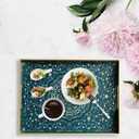 Large Plastic Serving Tray with Handles,Square Modern Large ServingTray,Coffee Table Tray for Ottoman, Living Room and Home Decorative Tray,16"X12"
