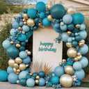 Teal Blue Gold Balloons Double Stuffed Latex Dusty Blue Turquoise Balloon Different Sizes Teal Gold Balloon Garland for Birthday Wedding New Years Anniversary Baby Shower Ocean Halloween Party Decor