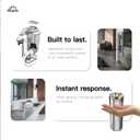 FKWin Automatic Soap Dispenser, Touchless Sensor Hand Soap Dispenser 17oz/500ml, 5 Adjustable Dispensing, Wide Opening Refillable Reservoir, Battery Powered for Bathroom & Kitchen Silver