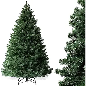 6ft Artificial Christmas Tree, Dense Branches Realistic Christmas Tree for Holiday Decor​ Collapsible Christmas Tree Reusable and Easy to Assemble with 1000 Branch for Home/Office/Shop Decoration