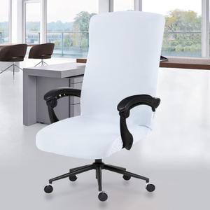 Elastic Computer Chair Cover with Durable Zipper - Protective Removable Washable Universal Office Desk Chair Seat Slip Cover - Stretchy Soft Anti-dust Desk Chair Seat Protector for Dogs, Cats, Pets (White)