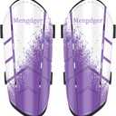 Shin Guards Soccer Youth Kids Boys Girls Toddler Shin Pads Child EVA Cushion Protection Reduce Shocks Injurie Calf Protective Gear Suitable for 4 5 6 7 8 9 10 11 12 Years Old (Medium, Purple+White)