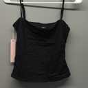 QINSEN Women's Double Lined Basic Tank Top Adjustable Spaghetti Straps Sleeveless Camisole Shirts (Black), S