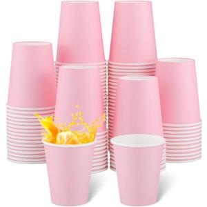 NatNarr 100 Pack Pink Paper Cup, 9oz Pink Party Cups Drinking Cups Disposable Gender Reveal Paper Cup, Drinking Cup for Mother's Day Baby & Bridal Shower Wedding Birthday Tea Party Supplies