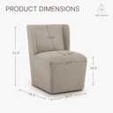 Dining Chairs with Casters Require Assembly Upholstered Wingback Single Sofa Armless Deskchair for Bedroom Waiting Room Kitchen Diningroom (Khaki)