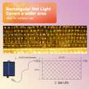 21ft x 5ft Solar Net Lights Outdoor, Solar & USB 2 Power Way 360 LED Waterproof Mesh Lights for Bushes, Remote Control 8 Modes String Light Trees Patio Garden Christmas Indoor Decor (Warm White)