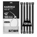 Zip Ties 12 inch Heavy Duty Zip Ties with 120 Pounds Tensile Strength, Black Cable Ties, 100 Pieces,by Karoka
