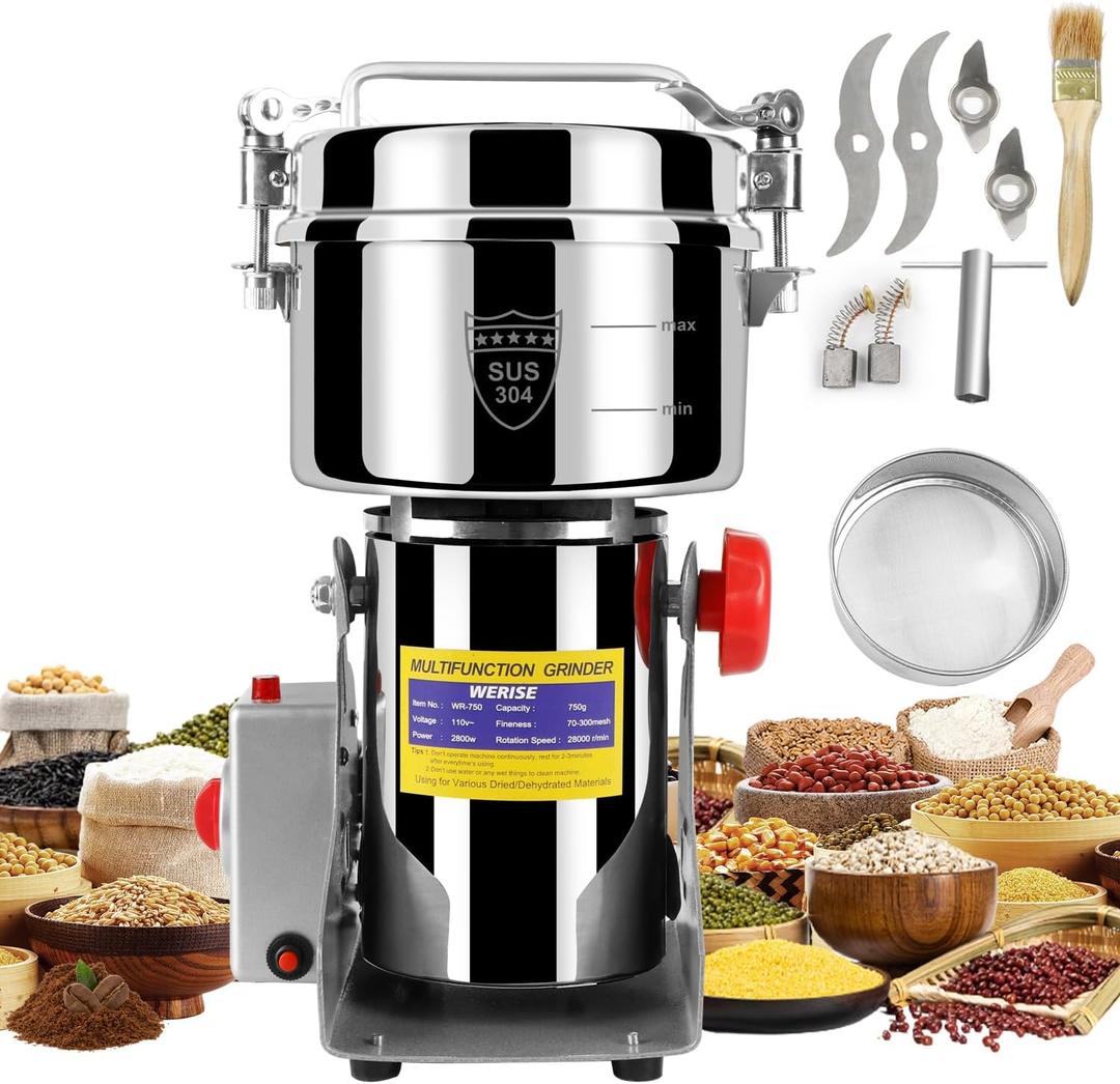 Grain Mill Grinder Electric Flour, 750g Corn Fine Powder Rice Grinder Wheat Mill for Home Kitchen Commercial Stainless Steel Spice Food Pepper Coffee Beans (Swing Type) Grain Mill Grinder Electric Flour, 750g Corn Fine Powder Rice Grinder Wheat Mill for Home Kitchen Commercial Stainless Steel Spice Food Pepper Coffee Beans (Swing Type)