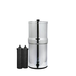AquaEasy NSF/ANSI 372 Certified Stainless Steel Gravity Water Filter System with Tap (2.25 Gallon) with 2X Activated Carbon Filter, Countertop Water Filtration System with Tap (Lite) (Glossy)