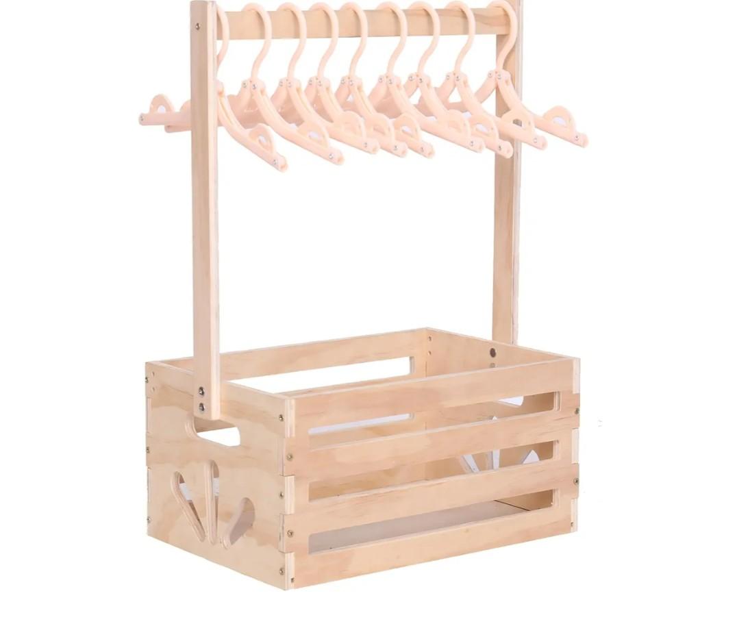 Wooden Baby Shower Crate Closet , Baby Storage nursery Crate Hamper with Handle, Gift Basket for Baby nursery Excluding hangers，Newborn Boy Girl Welcome Gift for New Mom Parents