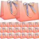 swihorab 20 Pcs Gift Bag, Large Treat Boxes Portable Paper Gift Bag with Handles, Mini Gift Bags for Wedding Birthday Party Supplies, Gradient Orange