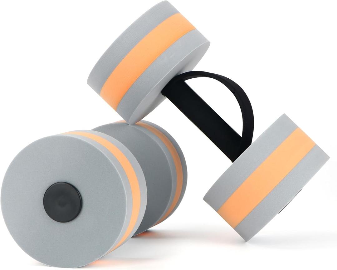 UNAOIWN Water Weights for Pool Exercise 2Pcs Water Dumbbells Water Aerobics Pool Barbells Lightweight Resistance Aquatic Dumbbell for Swimming (Grey Orange)