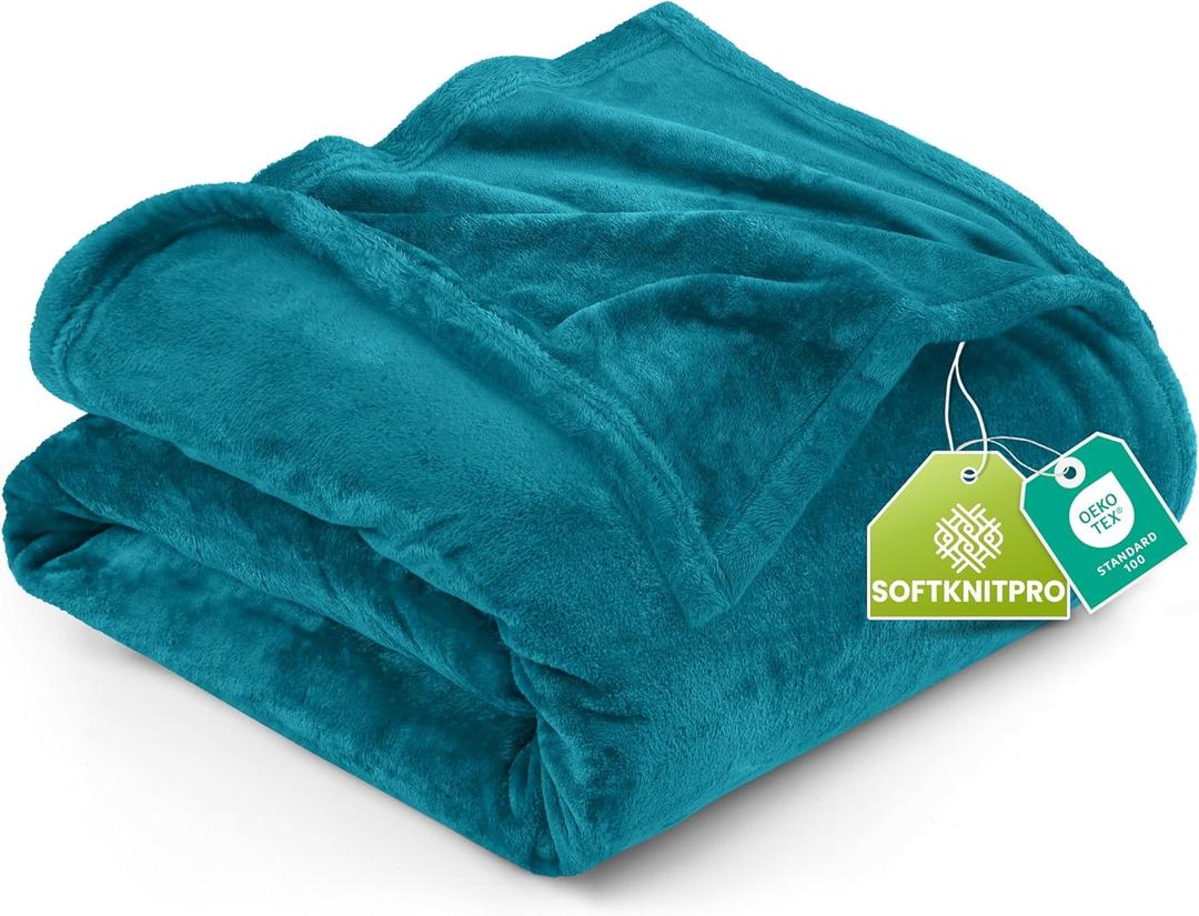 Utopia Bedding Fleece Blanket Queen Size Turquoise 300GSM Luxury Anti-Static Fuzzy Soft Microfiber Bed Blanket (90x90 Inch)