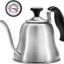 Tea Kettle with Thermometer for Stove Top Gooseneck Kettle, Pour Over Coffee Tea Pot, Goose Neck Tea Pot Stovetop, Hot Water Heater for Camping, Home & Kitchen, Stainless Steel - Small 28oz