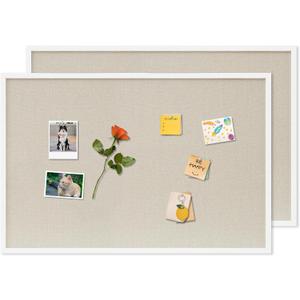 DAHAPYBOO Cork Board with Linen White 2Pack,Bulletin Board 36"x24" Hanging Corkboards for Office Home School Message Board or Vision Board Decoration.