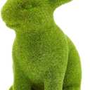 Easter Bunny Decorative Ornament Garden Decoration Artificial Green Moss Rabbit Sculpture Easter Decoration Party Gifts Baking Table and Home Decoration (Small 2PCS Standing+Sitting)
