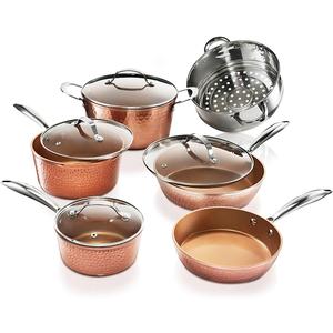 Gotham Steel Hammered 15 Pc Ceramic Cookware Set, Induction Pots and Pans Set Non Stick with Cooking Utensils & Steamer, Non Toxic Ceramic & Titanium Coating PFOA PFOS Free, Oven & Dishwasher Safe