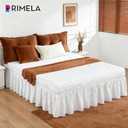 RIMELA Warm White Bed Skirt King Size 15 Inch Drop, Wrap Around Elastic Adjustable Bedskirt, Bed skirting Dust Ruffle for Bed Frame & Box Spring Soft Durable Fabric Machine Washable Easy to Install