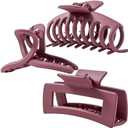 Burgundy Large Hair Claw Clips for Thick/Fine/Thin Hair, Strong Holding Teeth Interlocking Maroon Women Jaw Clips 3 Count Set-Oxblood