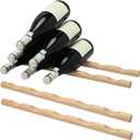 4 Pack Stackable Solid Wood Wine Rack, Compact Countertop Wine Bottle Holder, Storage Organizer Display Shelf for Cabinet, Fridge, Tabletop, Bar, 19.29" x 1" (5 Grooves per Rack)