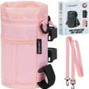 GEARV Bike Cup Holder with Shoulder Strap, Water Bottle Holder for Hiking, Scooter, UTV/ATV, Golf Cart, Universal Drink Holder Accessories (Pink) (1 Pk)