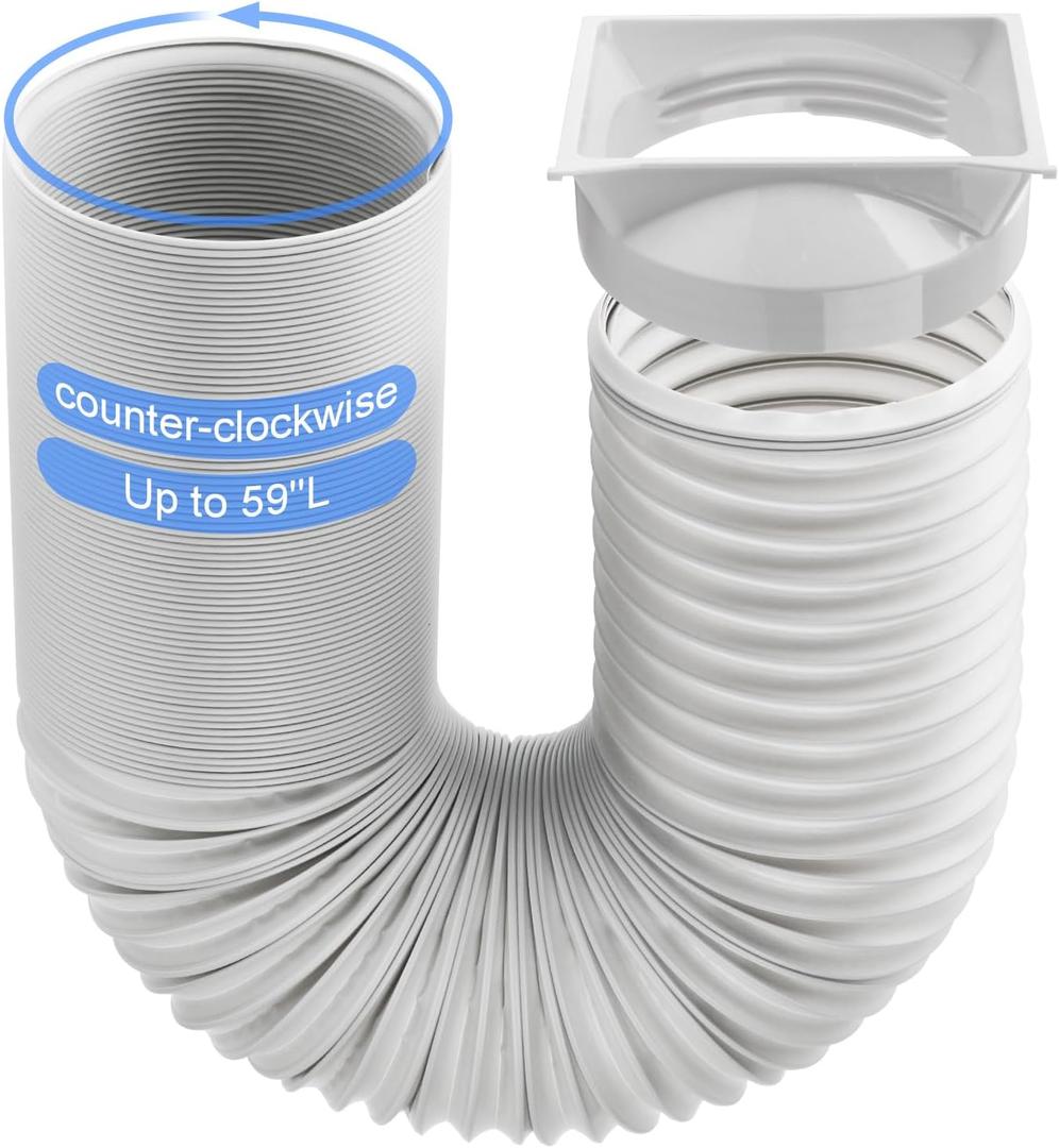 Portable Air Conditioner Hose Kit 5.9" Dia 59" Length Universal AC Hose with Adapter Flexible Exhaust Hose and AC Unit Tube Connector for Portable Air Conditioner Vent AA04