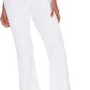 Forever 21 Women's High-Rise Flare Pants (Large, Cream)
