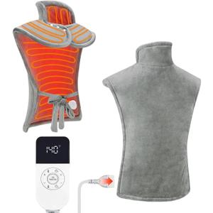 Weighted Heating Pad for Neck and Shoulder, Extra Large Heating Pad for Back Pain Relief 23.6 x 37.4, Auto Shut-Off, Fast Heating (86-140 Heating Range), Heated Neck Wrap Gifts for Women Men