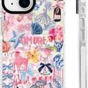 For iPhone 13 mini Case [Military-Grade Drop Protection/Luxurious Soft TPU Protective/Camera Protection/for Women & Girls]-Whimsical Romantic Pink Party Collage with Glam Disco & Bow