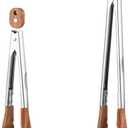 2 Pcs Walnut Wooden Kitchen Tongs with Wooden Tips, Kitchen Tongs Salad Tongs for Cooking-Stainless Steel Handle-Nonstick Cooking Tongs,Wooden Tongs Kitchen for Salad, Serving Food, Grilling