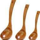 3 Pack Wooden Ladles for Serving Spoon Soup Ladle Wood Spoons for Cooking Ladel Large Bamboo Kitchen Tools Ladles Big Spaghetti Spoon Laddle Non Toxic Soup Spoons Teak deep Ladle