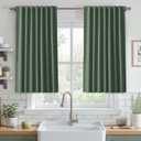 UHITECH Linen Curtains for Bedroom 2 Panels Set 45 Inch Curtains Blackout Short Cafe for Small Windows Thermal Olive Green Drapes Back Tab Living Room Darkening Drapes Black Out