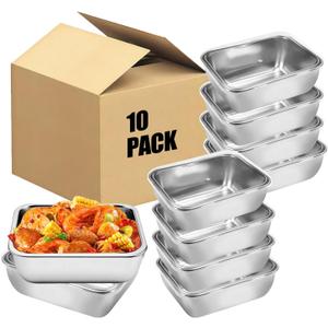 10Pcs Stainless Steel Food Storage Container with Lid(580 ml), Refrigerator Storage Box for Food, Travel and Work Lunch Box, Fresh- Keeping Container for Meal Prep