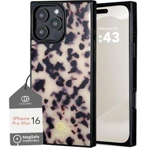 COCOMII Rectangle Case for iPhone 16 Pro Max, Compatible with MagSafe, Ivory Tortoiseshell