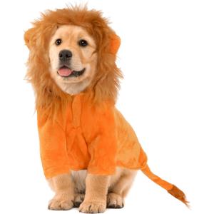 DELIFUR Dog Halloween Lion Costume - Adorable Pet Dress Up Clothes Animal Warmth Cosplay Holiday Coat for Small and Medium Dog Funny Outfit Comfort (Orange Lion, Large)