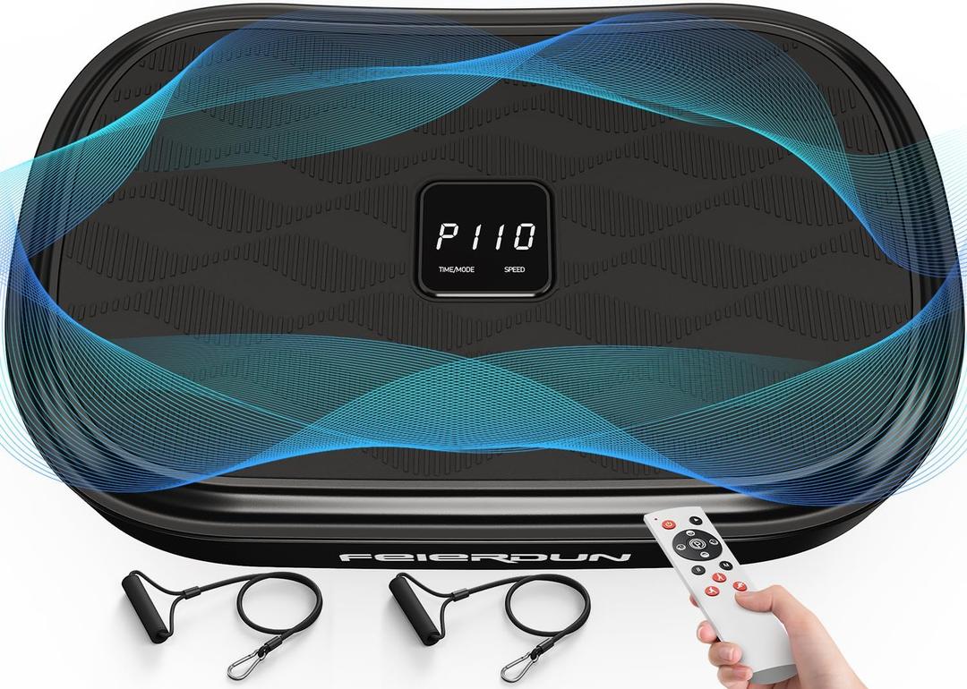 FEIERDUN Vibration Plate Exercise Machine, Whole Body Workout Vibrate Platform, 9 Modes Vibration Plate for Lymphatic Drainage Weight Loss Shaping Toning Wellness Home Gyms Workout