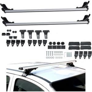 48 Inch Universal Car Top Roof Cross Bar Luggage Cargo Rack with 3 Kinds Clamp Silver Aluminum