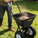 Broadcast Spreader, Capacity Lawn Spreader & Fertilizer Spreader, Rustproof Poly Hopper, Adjustable Drop Rate, All-Terrain Pneumatic Tires, Epoxy-Coated Frame for Lawn Care (80lb)