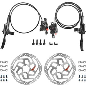 MT200 MTB Hydraulic Disc Brakes Set with RT26 160mm Rotors Left Front 800mm Right Rear 1550mm Mountain Bike Hydraulic Brake Mountain Bike Bicycle Disc Brake 2 Piston