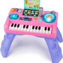 Basytodio Baby DJ Table for Toddlers 1-3 with Music & Light, Musical Baby Piano Toys 6-9-12-18 Months Toddler Activity Table Music Instruments Learning Toys for 1 Year Old Girl First Birthday Gifts Age 0-2