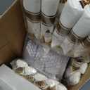 Liacere 350PCS Gold Plastic Plates-Disposable White and Gold Plates 50guest Baroque Plastic Dinnerware include 100Plates, 50Pack Pre Rolled Napkins with Silverware 50Cups for Wedding&New Years