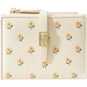 YINHEXI Women's Wallet, Faux Leather, Off White, Water Resistant, 5 Card Slots, 1 Cash Slot, 1 ID Window, 1 Zipper Coin Pocket, Portable, Fashionable, 4.53.71.2 Inch