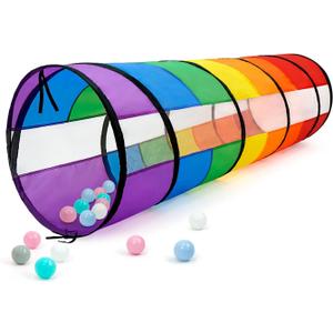 Kids Play Tunnel for Toddlers, Large 21" Colorful Rainbow Pop Up Crawl Through Tunnel Tent for Baby or Pet with Breathable Mesh, Indoor & Outdoor Kids Tunnel for Babies, Cat, Dog, Pets.