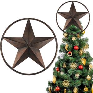 11 Inch Western Christmas Star Tree Topper Barn Rustic Star Vintage Texas Metal Stars Cowboy Rustic Christmas Tree Decoration Western Xmas Home Ornament for Xmas Holiday Party Decor