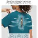 baleaf Women's Open Back Yoga Top Short Sleeve Shirt Blue XS (XS)