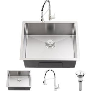 Undermount Laundry Sink with Faucet Combo, 23"x18"x12" Laundry Utility Sink Stainless Steel 12" Deep Laundry Room Sink 16 Gauge Single Bowl Undermount Kitchen Sinks (Brushed Nickel)